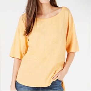 NWOT Eileen Fisher Pastel Orange 3/4 Sleeve 100% Cotton Scoop Neck Top- Size 3X